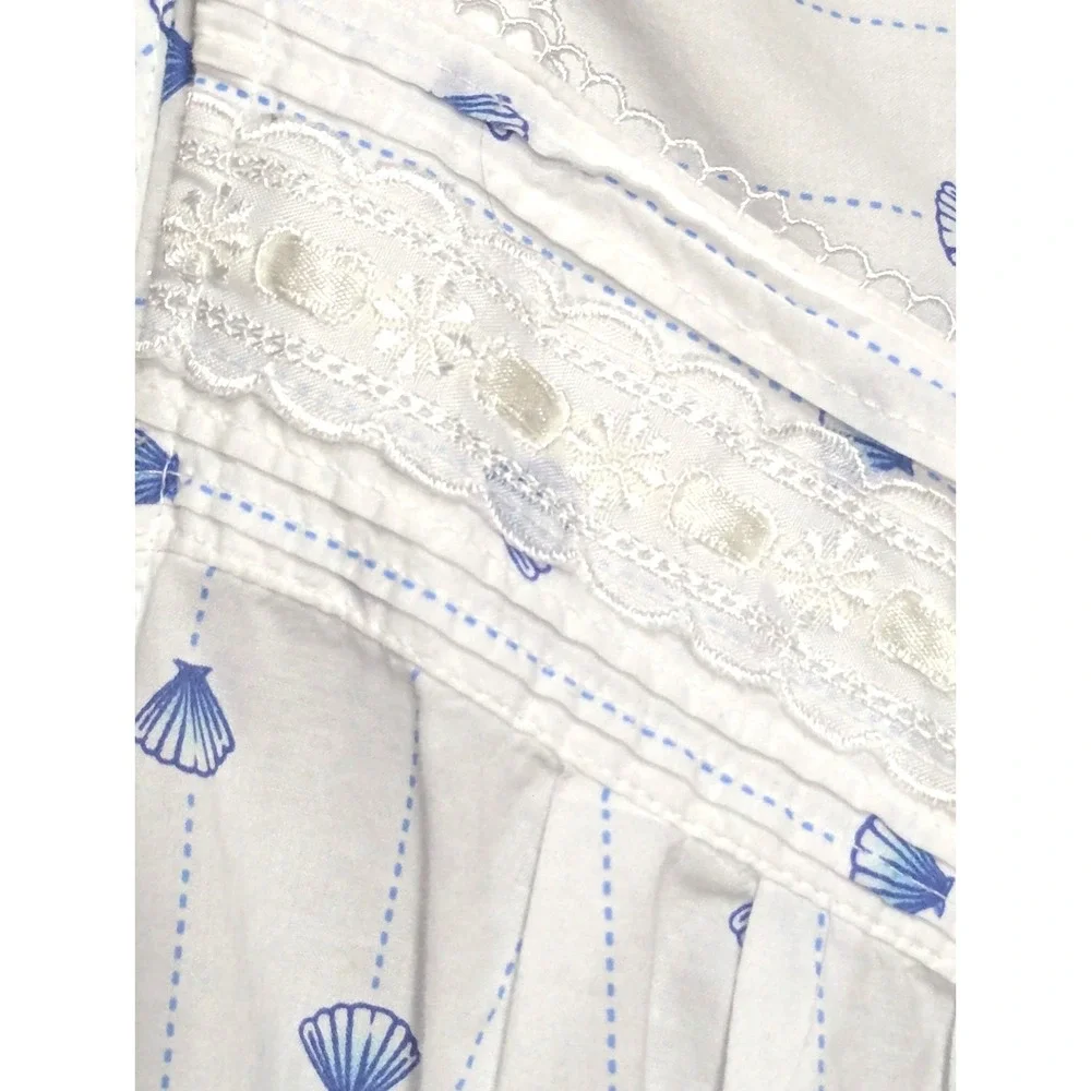 Croft & Barrow Intimates Womens 100% Cotton Shells Lace Trim Nightgown SZ 1X